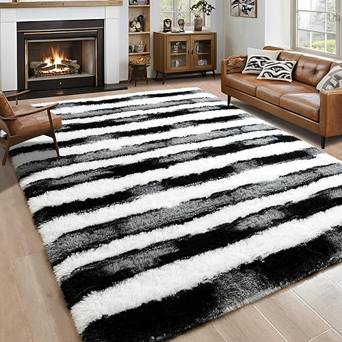 Miniatura 46 de Noahas Alfombras Esponjosas de Arcoíris para Dormitorio de Niñas, 2x4 Alfombra Peluda Rosa para Cuarto de Niños, Alfombras de Área Peludas para Sala