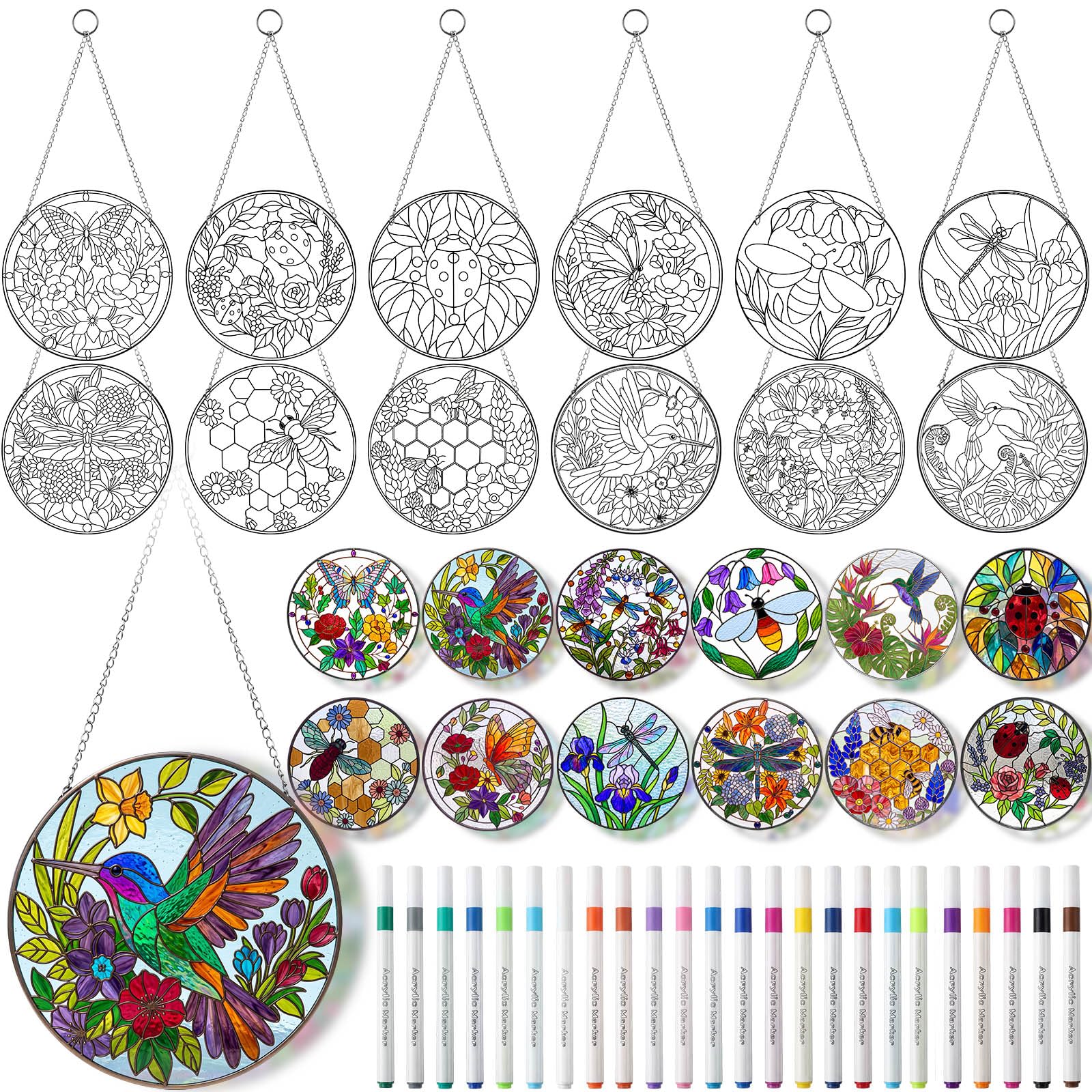 DIY Suncatcher Crafts Kit - Paint Floral Window Art -23