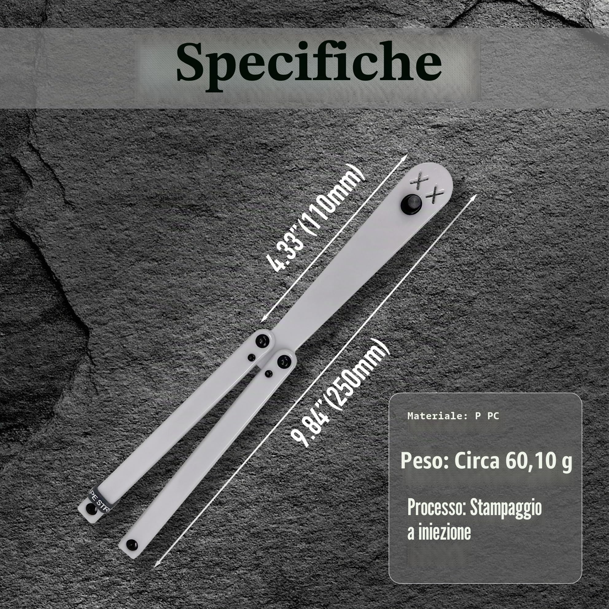 Larqeti, Strumento di allenamento per balisong pieghevole in plastica, robusto e leggero, eccellente equilibrio, strumento di allenamento per principianti