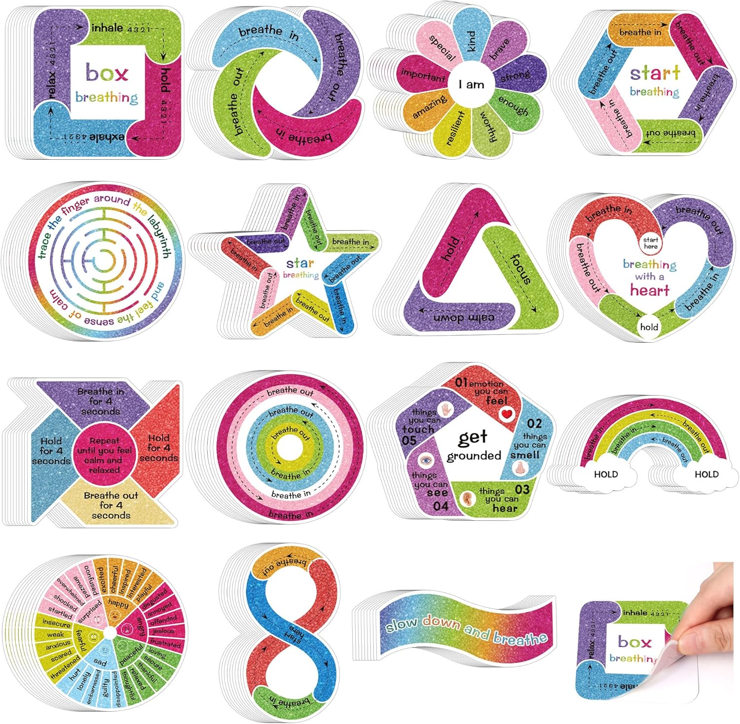 150 Pcs Calm Strips Sensory Stickers - Anti Stress, Anxiety Relief Items - Boho, Waterproof, Fidget - Classroom Teacher Supplies