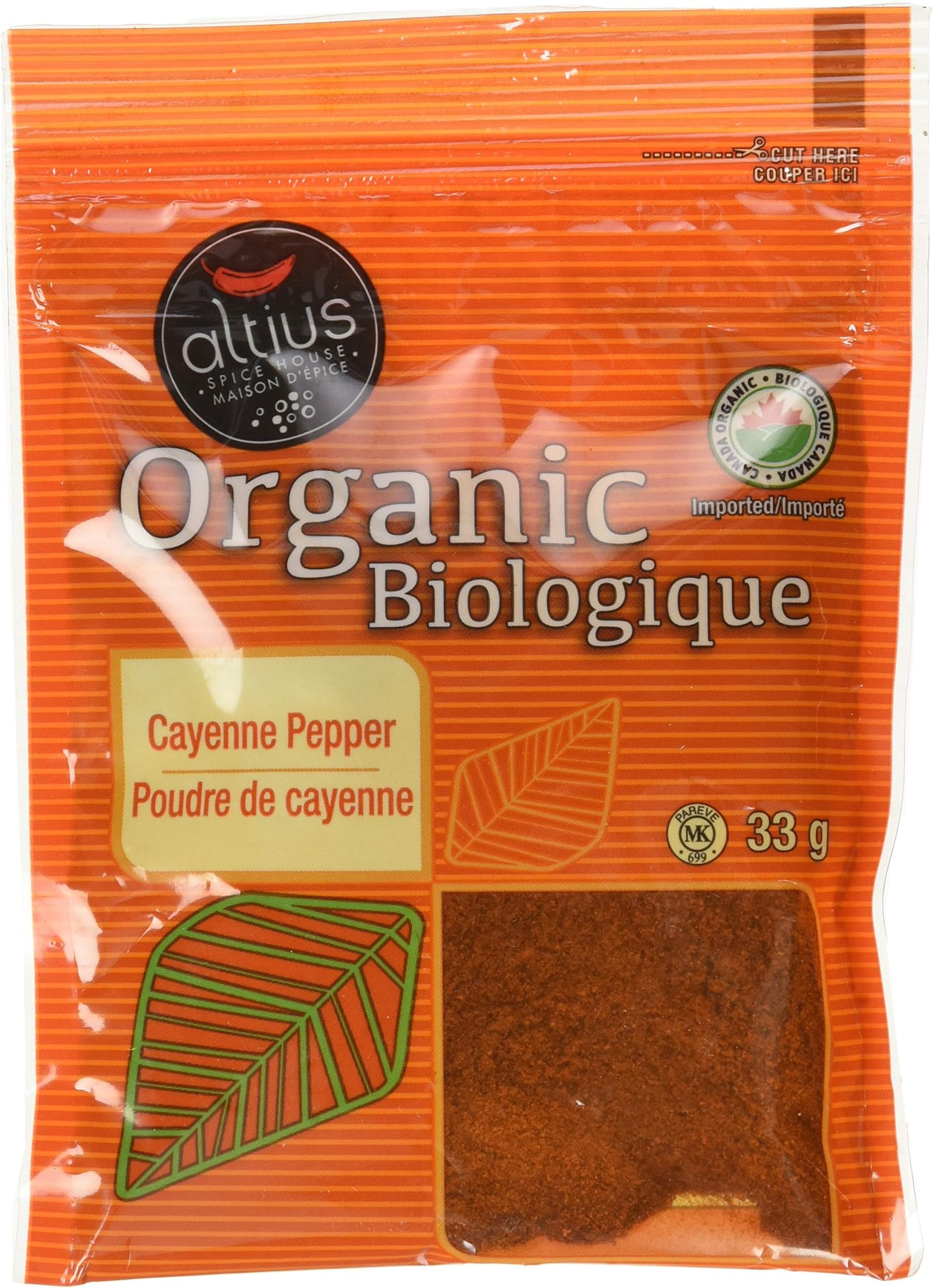 Altius Organic Cayenne Pepper for Those Who Like Their Food With a Kick, Spicy Powdered Cayenne, Organic Certified, 1.16 oz