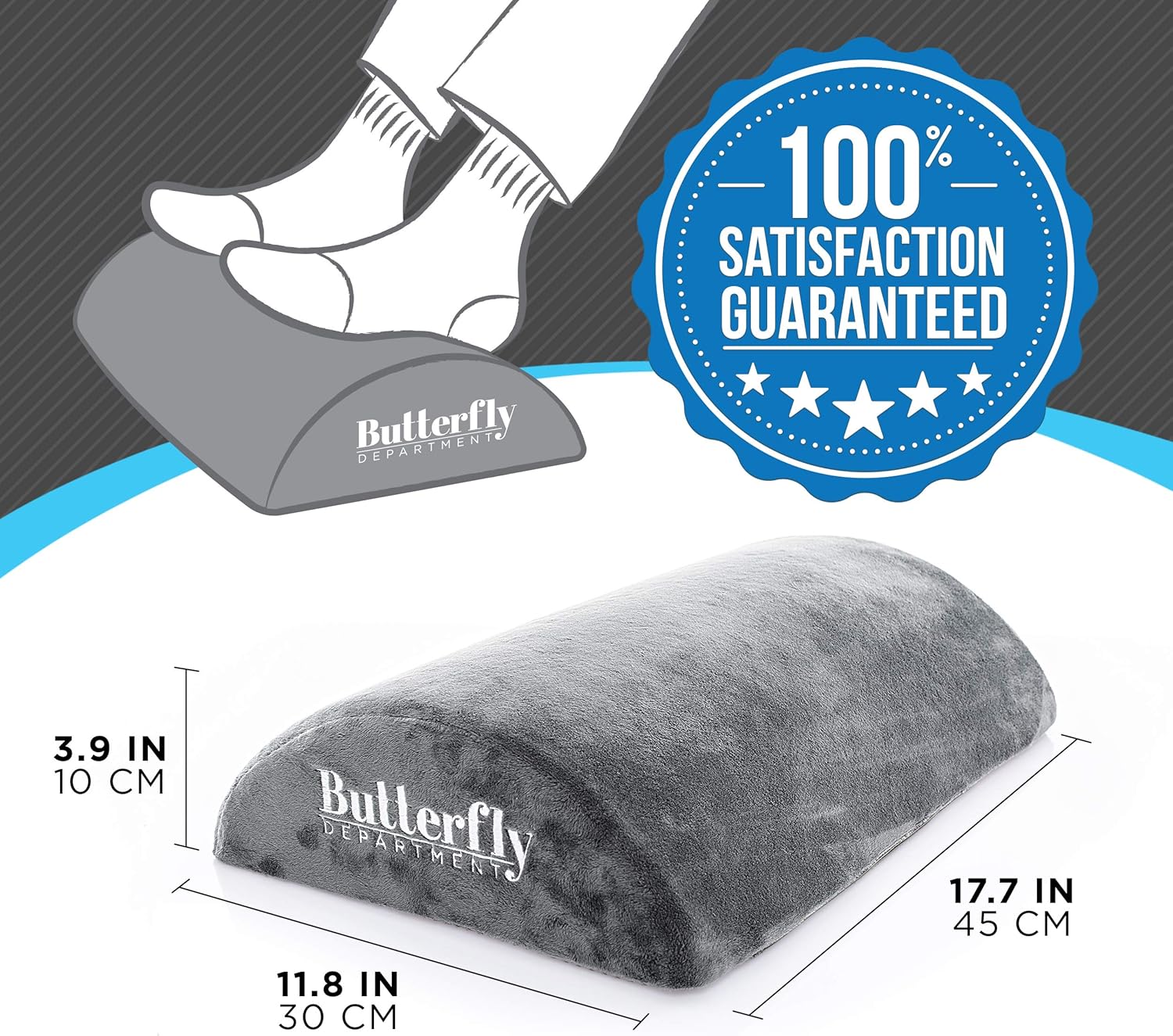 Foot Rest - High Resilient Comfort Foam - Ergonomic Foot Stool - Non-Slip Bottom - Soft Removable Cover - Optimum Leg Clearance - Footrest Cushion for Desk - Foot Rest Under Desk - For Office and Home : Office Products