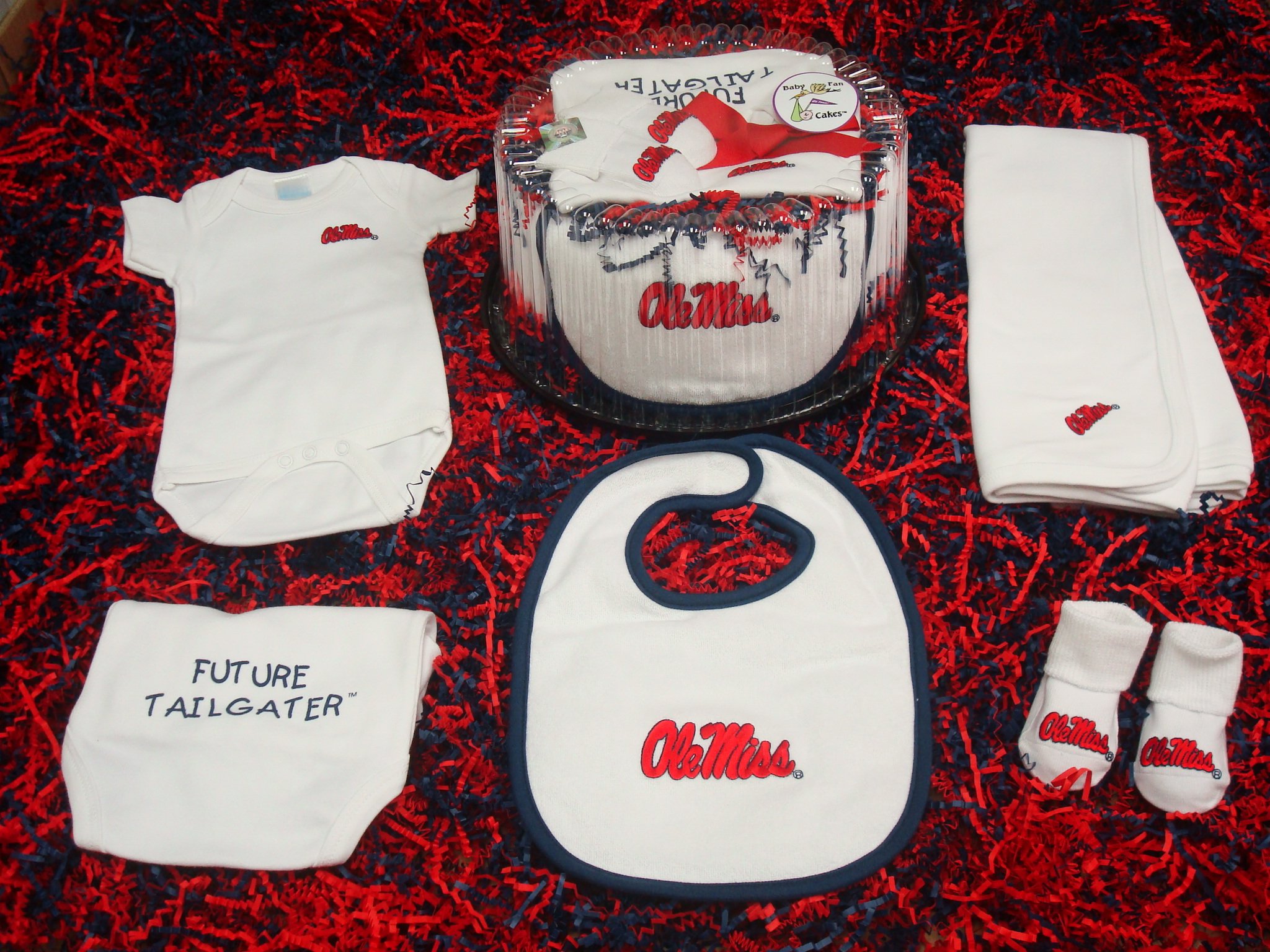 Future Tailgater Mississippi Ole Miss Rebels Baby Fan Cake Clothing Gift Set