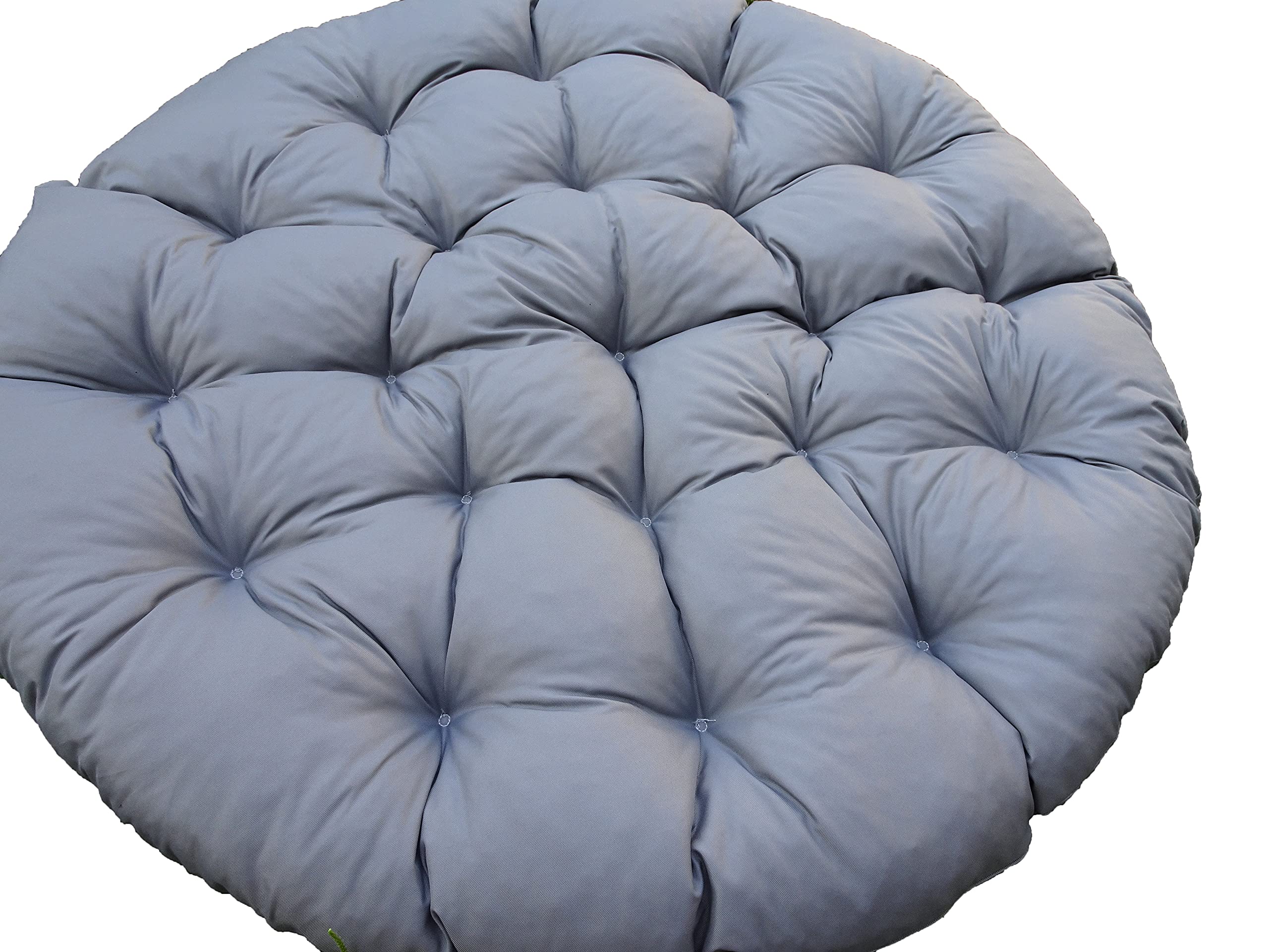 Papasansessel Kissen, Polster Bodenkissen für Schwenksessel, Rund Papasan Sessel, Polyrattan Sessel - Durchmesser 110 cm und Kissenstärke 10-12cm (Grau)