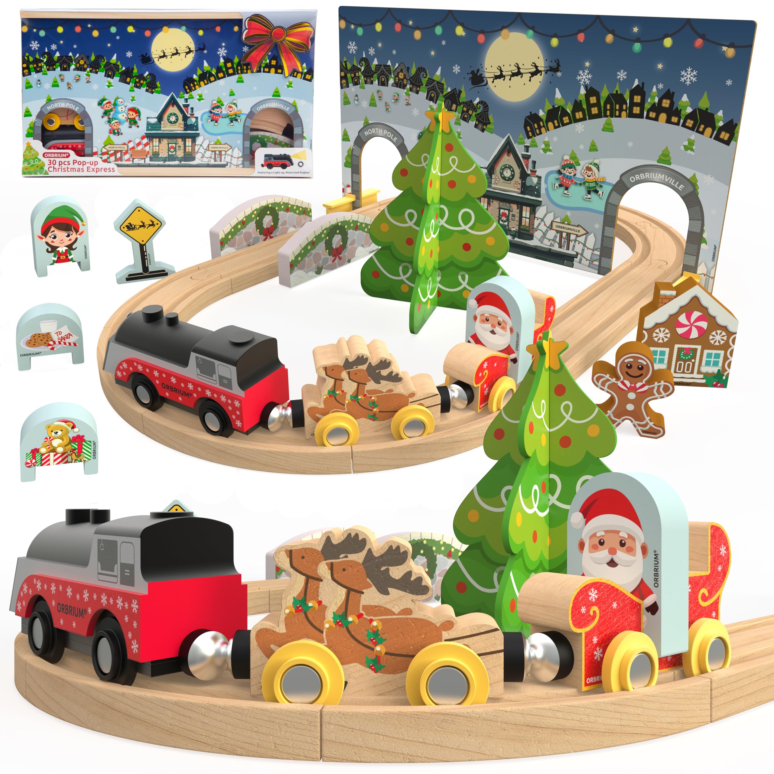 Amazon.com: Wooden Christmas Train Set Battery Operated Motorized