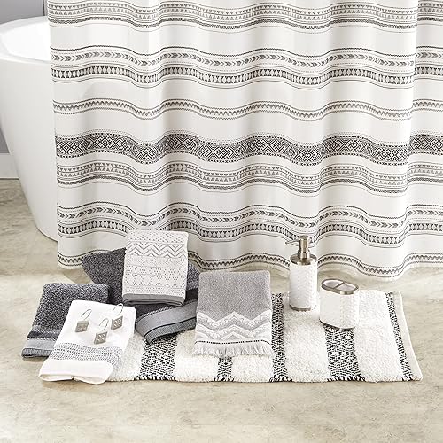 Miniatura 5 de SKL Home by Saturday Knight Ltd. - Juego de toallas de mano Geo Stripe, color blanco, 2 unidades