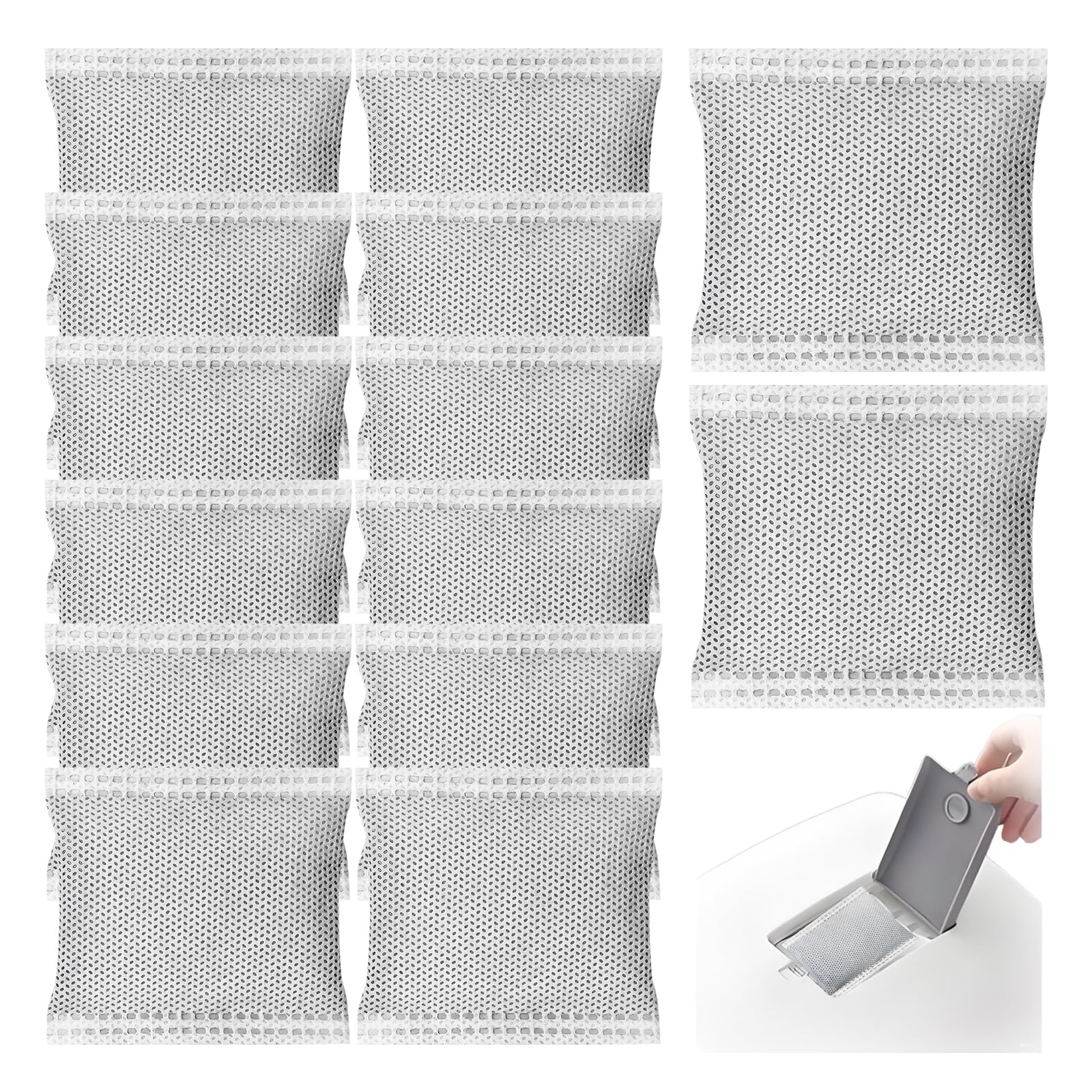 50 Pcs Activated Carbon Odor Eliminator Replacement for Hooded Cat Litter Box, Odor Remover Refills, Coconut Shell Charcoal Bags for Pet Odor Control