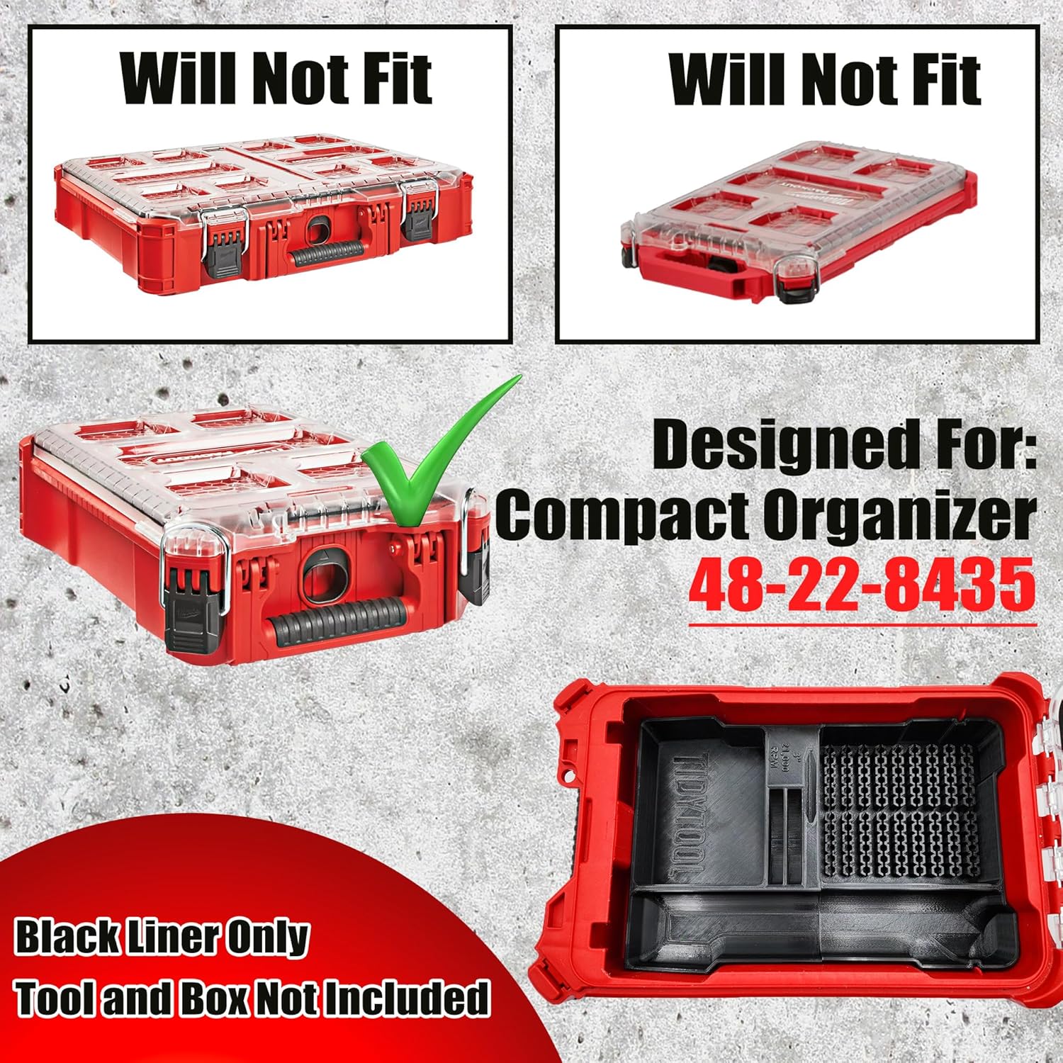 Tidy Tool Organizer for M12 Fuel Die Grinder and Milwaukee Packout Compact Tool Box