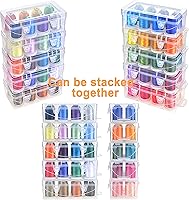 Vista 4 de New Brothread - 20 opciones - 8 carretes con 1000 m cada uno de hilo de poliéster para máquina de bordar con caja de almacenamiento de plástico