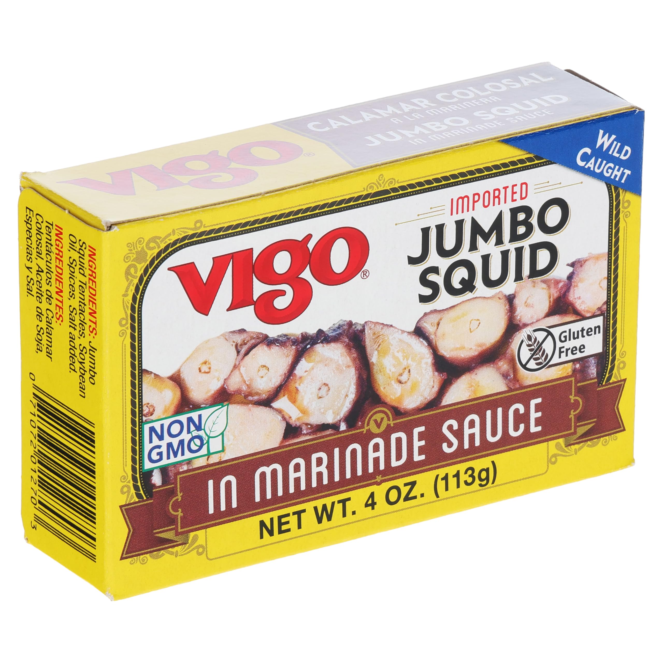 Vigo Premium Imported Canned Seafood, Jumbo Squid in Marinade Sauce, Specialty Flavored, Perfect for Recipes and Dishes (Jumbo Squid in Marinade Sauce, 4 Ounce (Pack of 10))