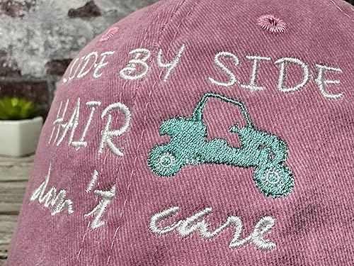 Vista 3 de Hepandy Sombreros bordados lado a lado del cabello Don't Care El cabello lado a lado no le importa (rosa lavado)