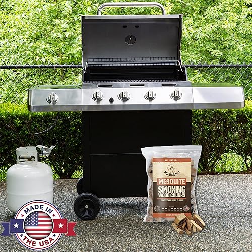 Vista 3 de Mr. Bar-B-Q, trozos de madera de mezquite de 3.5 libras de sabor picante ahumado para ahumar, asar a la parrilla y acampar esenciales, alternativa