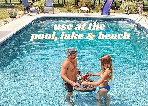 Miniatura 6 de Polar Whale Soporte flotante para bebidas, bandeja de mesa de refrigerio para piscina o playa, fiesta, flotador, sala de estar, espuma negra