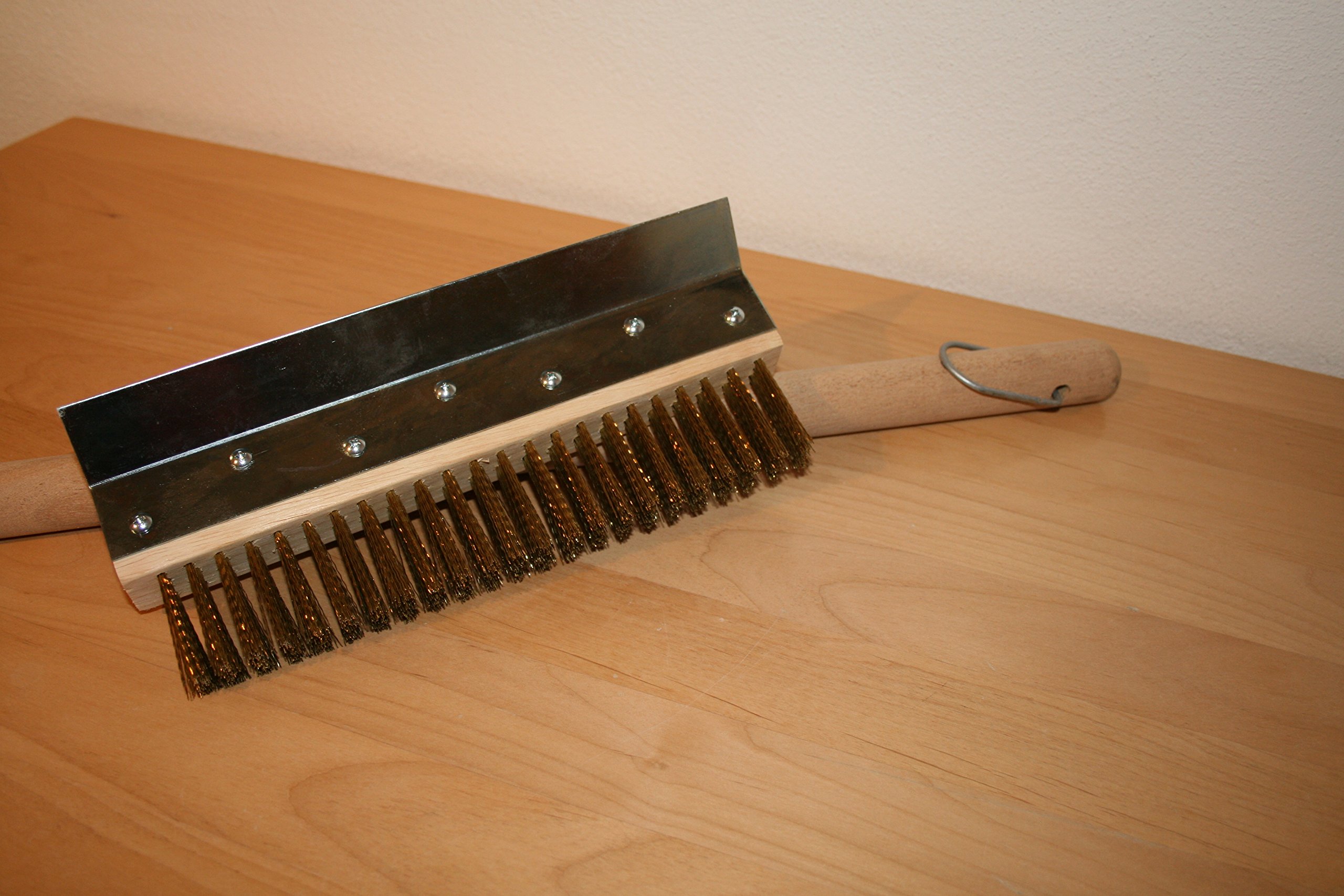 Schneider Messingbesen Ofenbesen Ofenbürste mit Glutschaberblech und Stiel 101 cm
