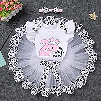Vista 36 de IBTOM CASTLE Conjunto de ropa para niñas de 1er cumpleaños con diseño de pasteles, falda tutú, diadema y accesorios para fotos Rosa - dos largos
