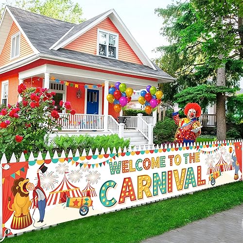 KatchOn, XtraLarge - Cartel de bienvenida al carnaval para patio, 120 x 20 pulgadas, cartel de bienvenida al carnaval para decoraciones de carnaval