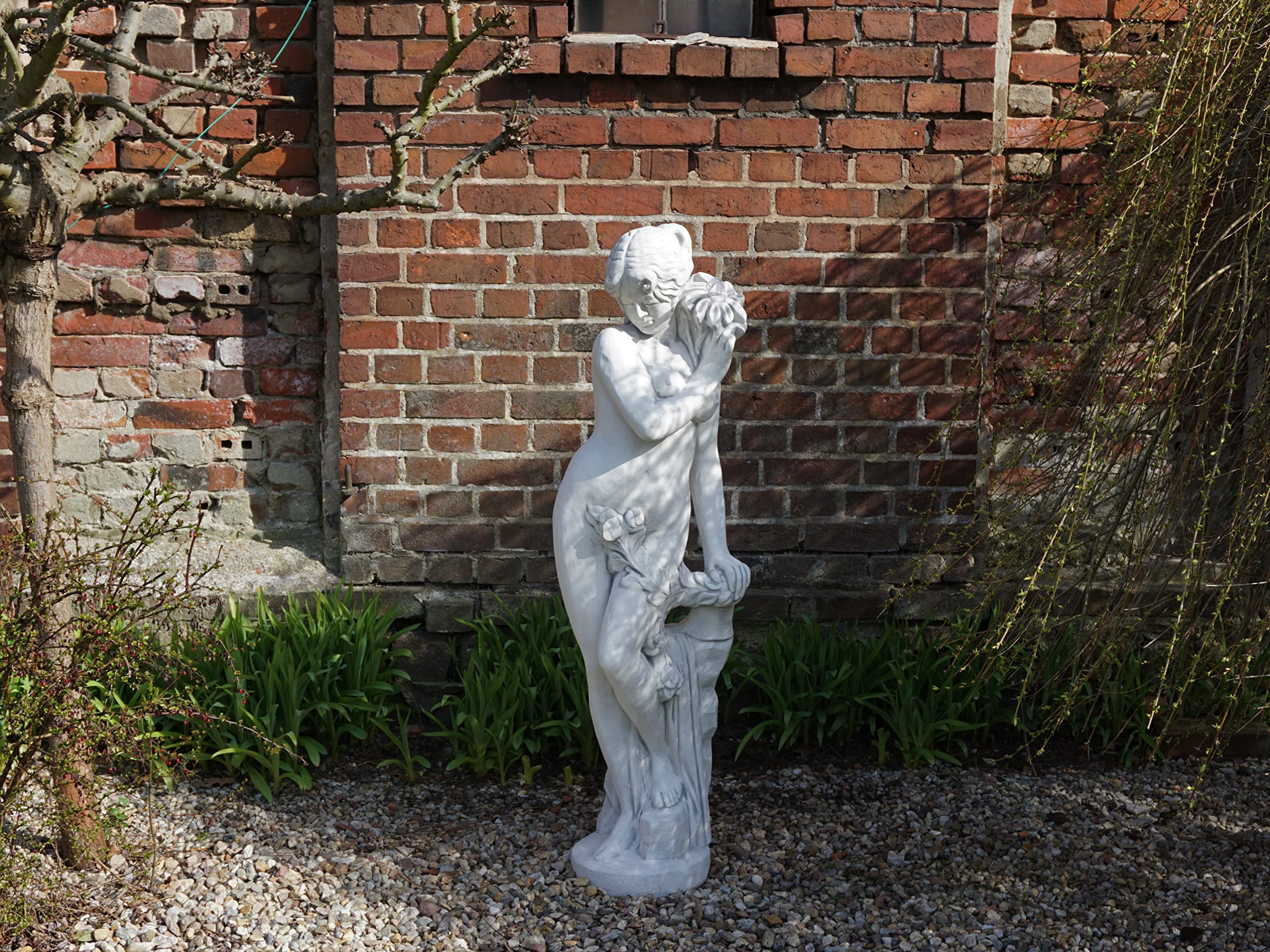 gartendekoparadies.de Statue der Venus mit Wasserlauf, Steinfigur, Weißbeton Steinguss, Grau, Frostsicher für Außenbereich, H. 141 cm, 125 kg