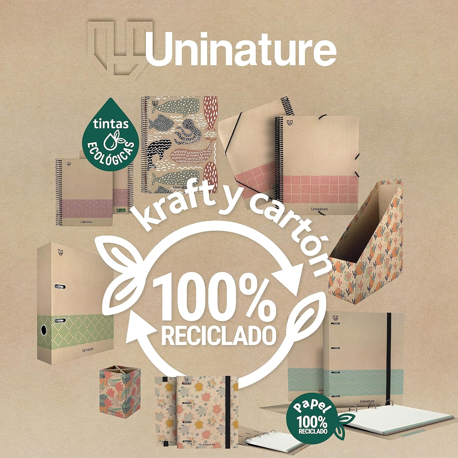 Unipapel | A4 Hardcover Notebook|Cardboard and Kraft Paper 100% Recycled | 80 Smooth Sheets 90 g | Violet | Uninature Concept | FSC Recycled 100