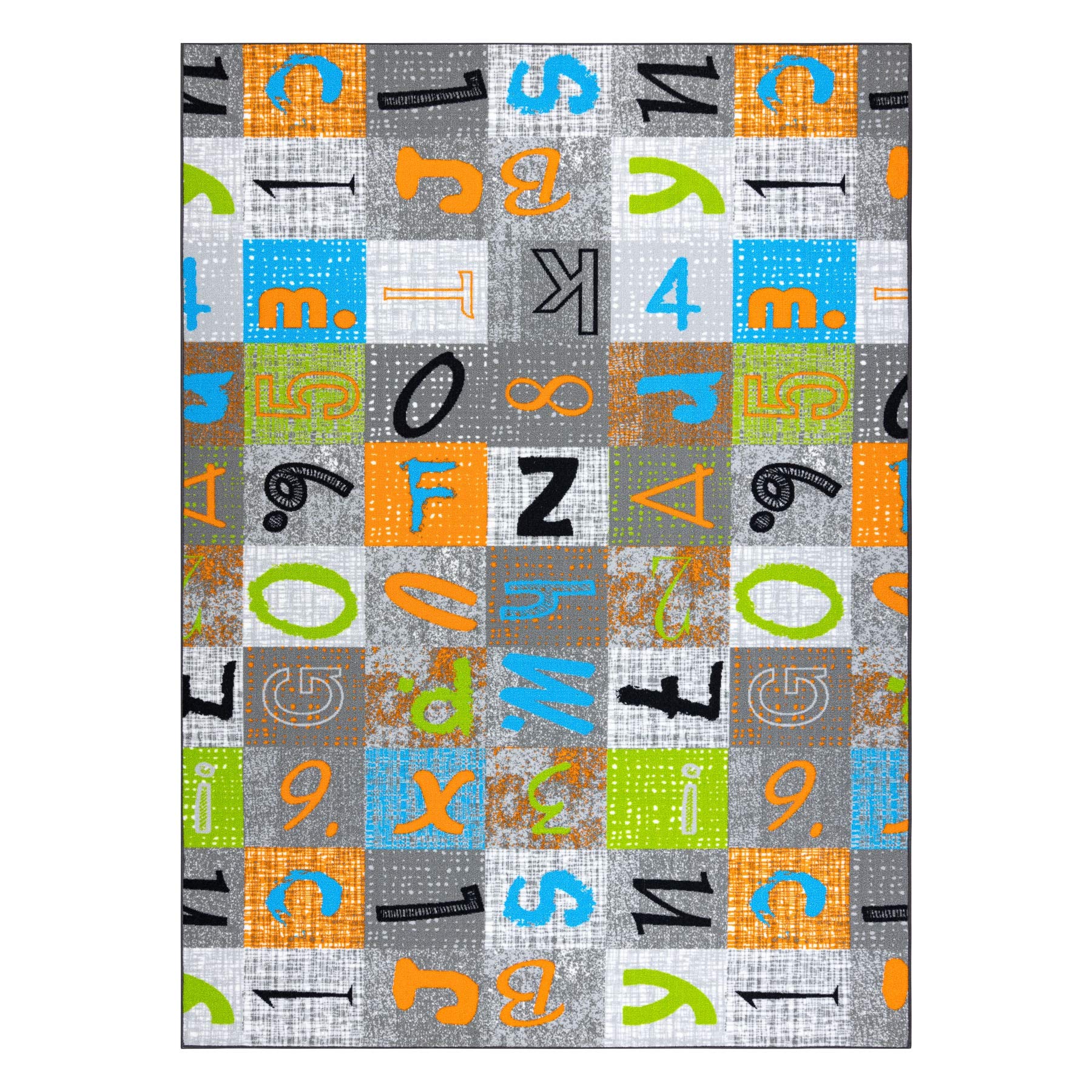 rugsx Teppich Jumpy Kinderteppich für Babyzimmer, Kinderzimmer, grau/orange/blau 100x150 cm