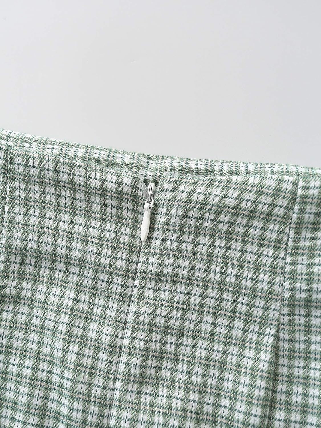 Floerns Women's Bodycon High Waisted Split Hem Plaid Mini Skirt Dark Green S