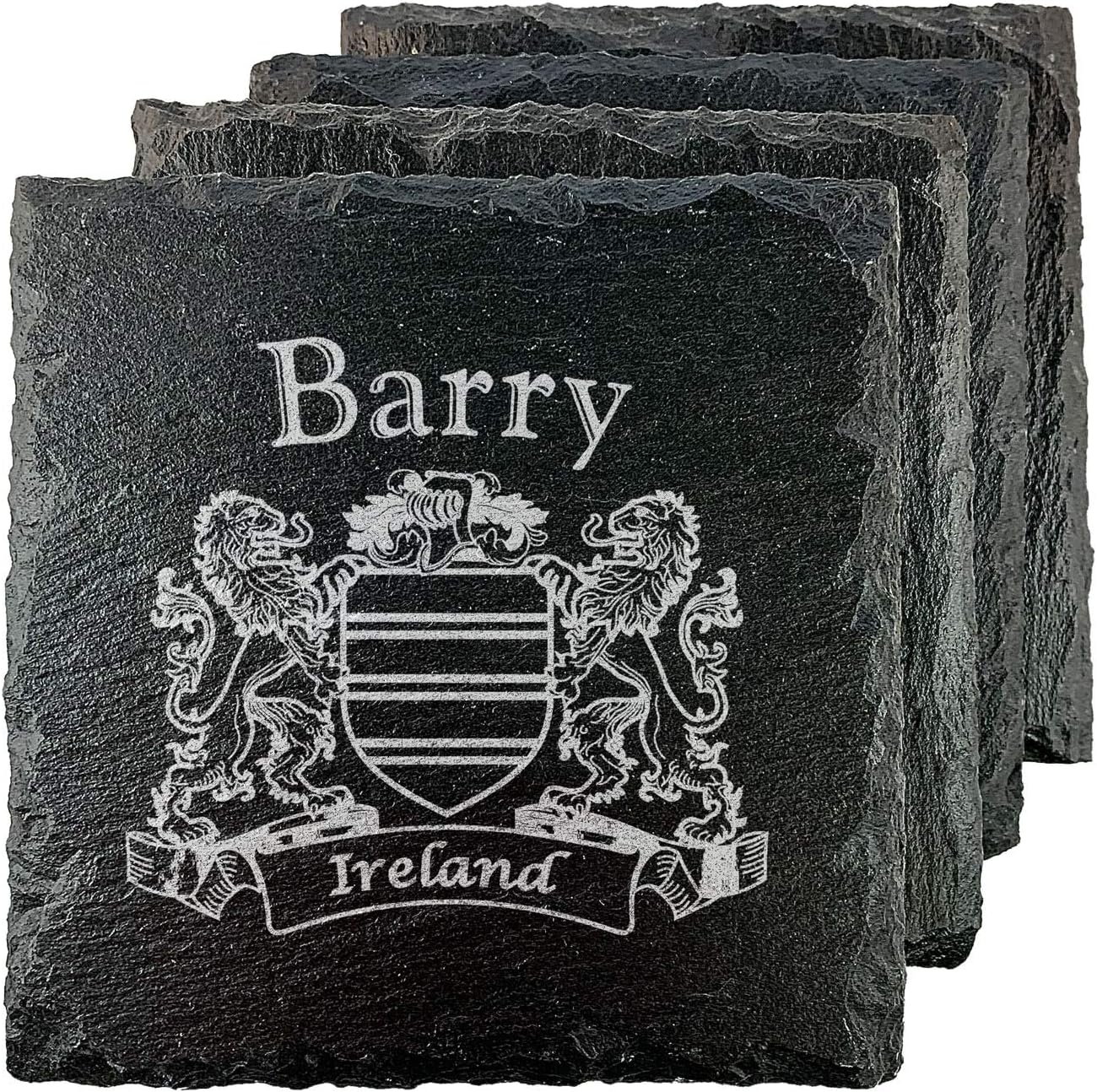 Barry Irish Coat of Arms Slate Coasters - Set of 4