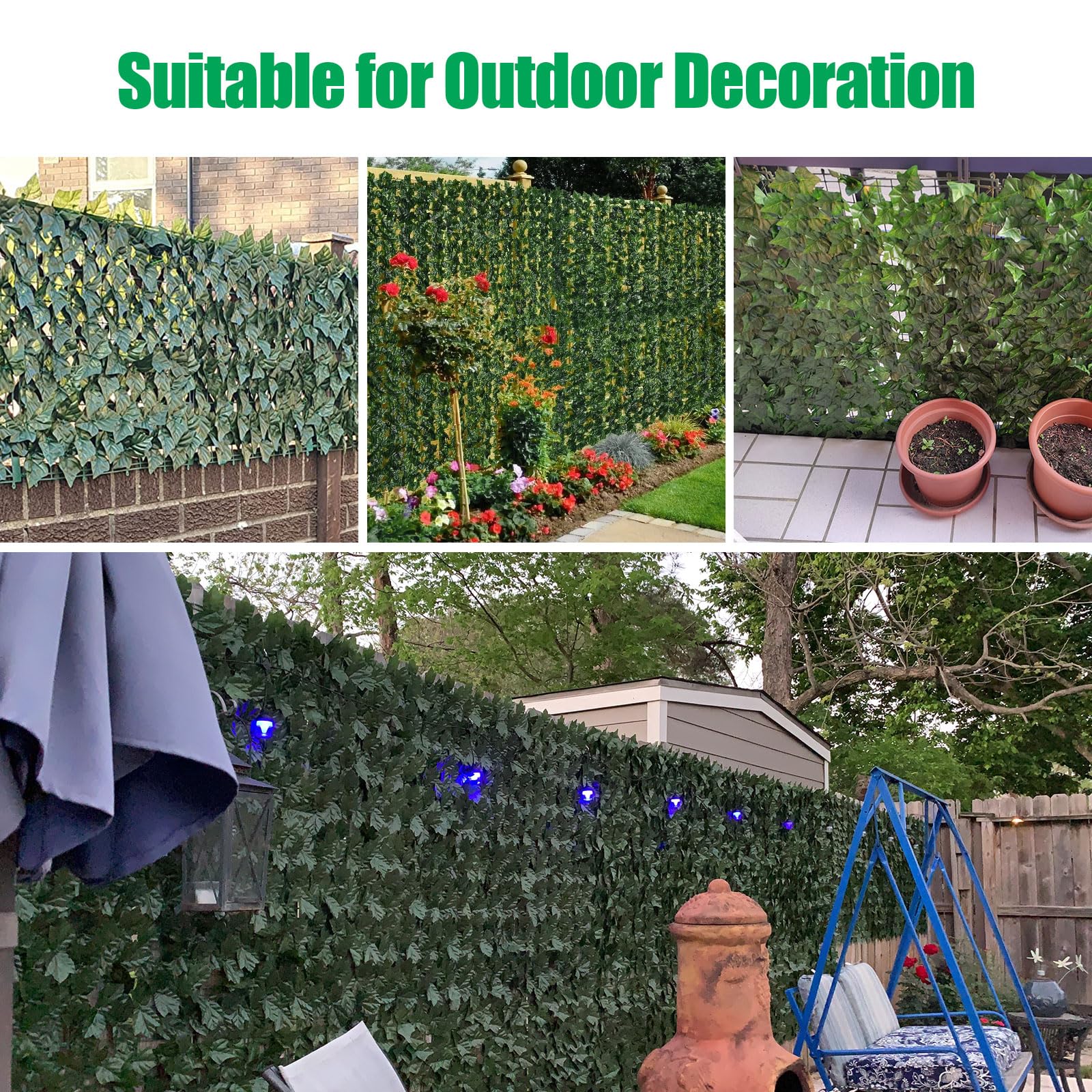Agjidso Artificial Ivy Hedge 100 x 300 cm Ivy Privacy Screen for Balcony Artificial Hedge with Leaves Sweet Potato Leaves