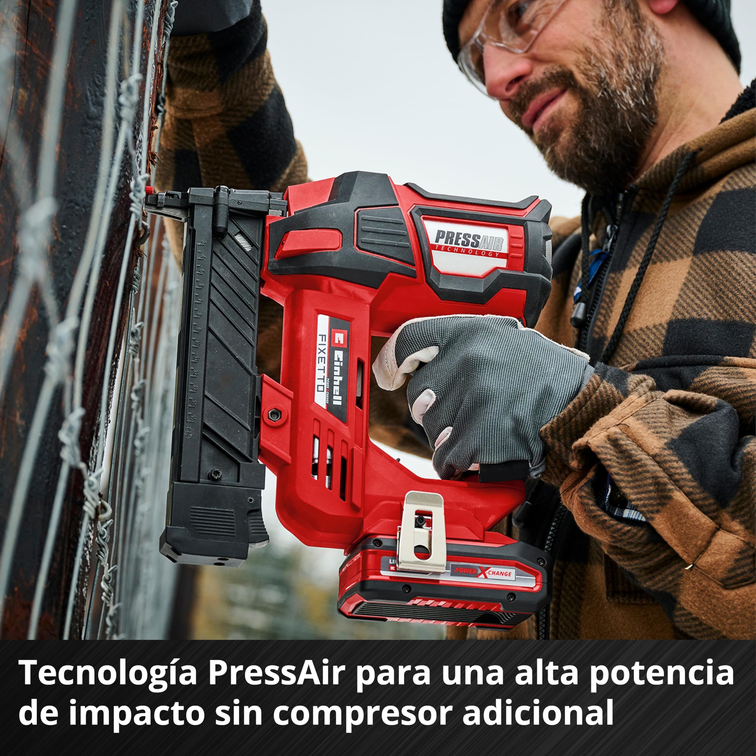 Einhell Professional clavadora con baterías FIXETTO 18/40 S Power X-Change (18 V, 60 tiros/min, máx. 40 mm de longitud de clavo, tiro individual / en serie, incl. 500 clavos, sin batería)