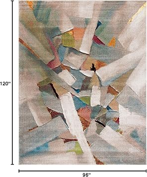 SAFAVIEH Area Rug 8x10 - Porcello Collection - Large - Grey & Multi, Modern Abstract Design, Non-Shedding & Easy Cleaning, Ideal for Living Room, Bedroom, Office, Dining Space (PRL6937B)