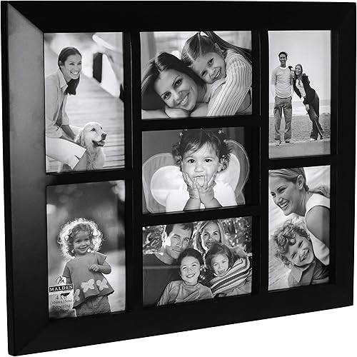 Miniatura 6 de Malden International Designs - Marco de foto tipo collage biselados de madera de nogal para 3 fotos de 4 x 6