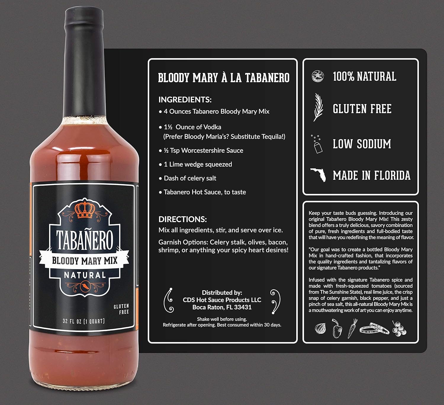 Buy Tabañero Bloody Mary Mix, All Natural, Gluten Free, 32oz. Bottle Online at Lowest Price in