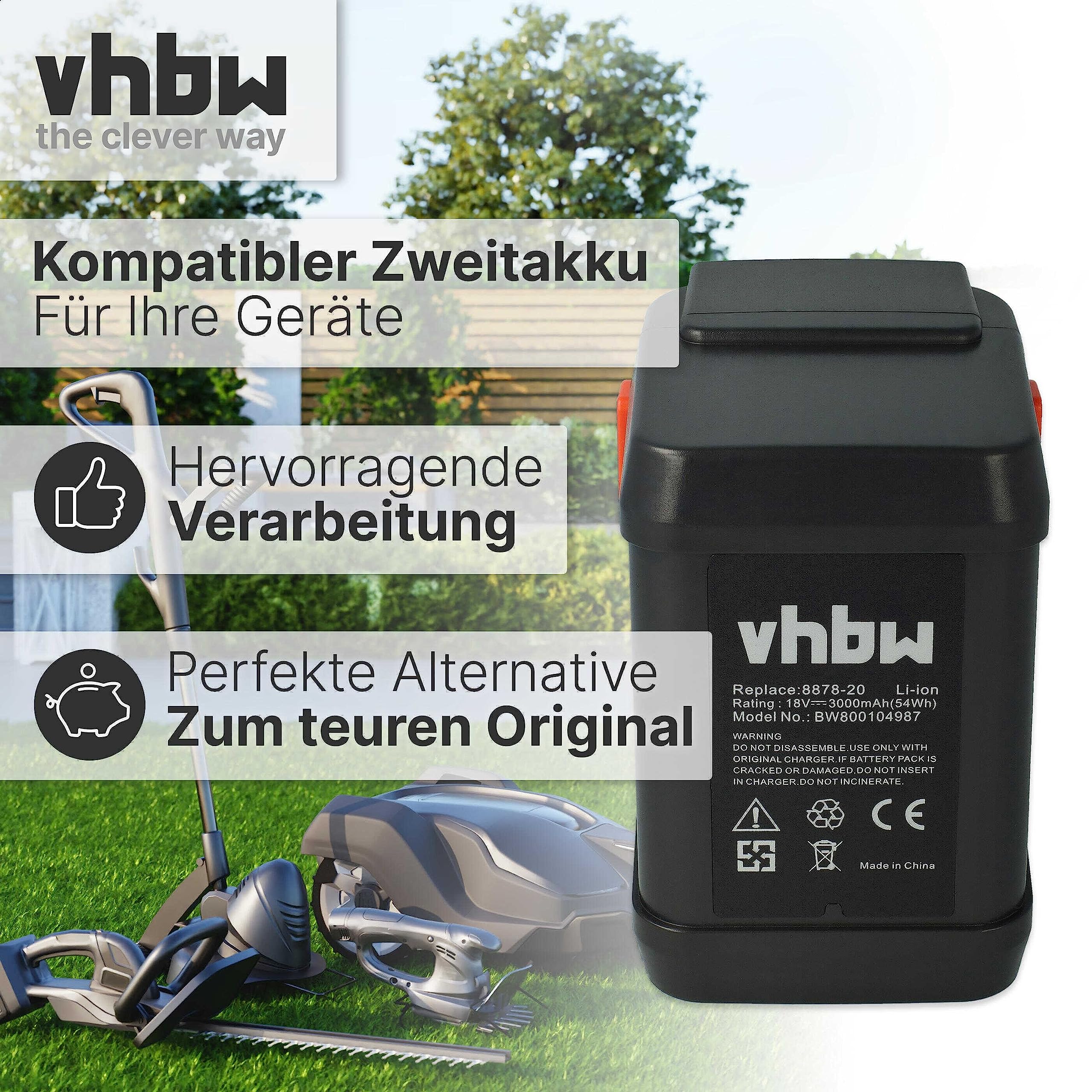 Vhbw zestaw oszczędzający 2 x akumulator litowo-jonowy 3000 mAh (18 V) do Allround narzędzia do dmuchawy Gardena Accujet 18-Li & 8835-U, 8835-20, 8839, 8839-20.