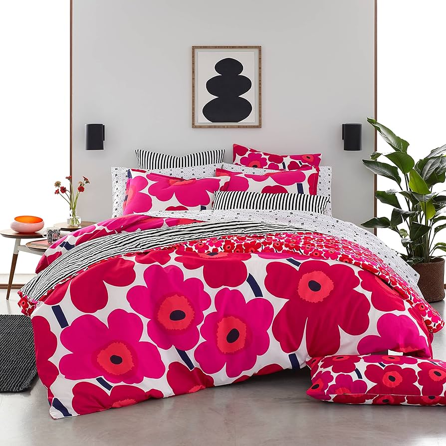 マリメッコ　ウニッコ　枕布団カバーセット　クイーンサイズ Amazon｜Marimekko - クイーン布団カバーセット コットン寝具 お