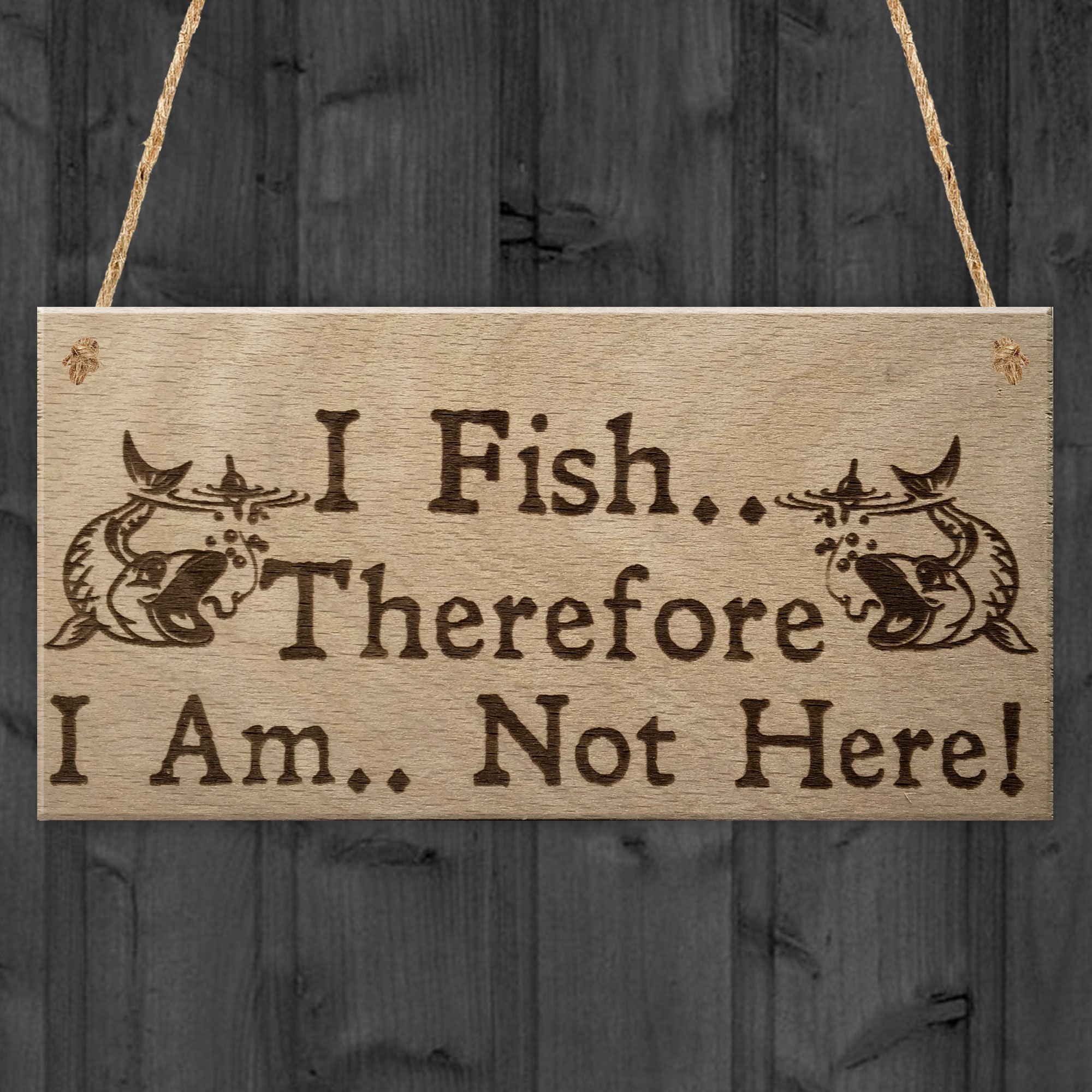 Red Ocean Brown Fish Not Here Gone Fishing Funny Fisherman Gift Hanging Plaque Carp Friends Dad Grandad Sign