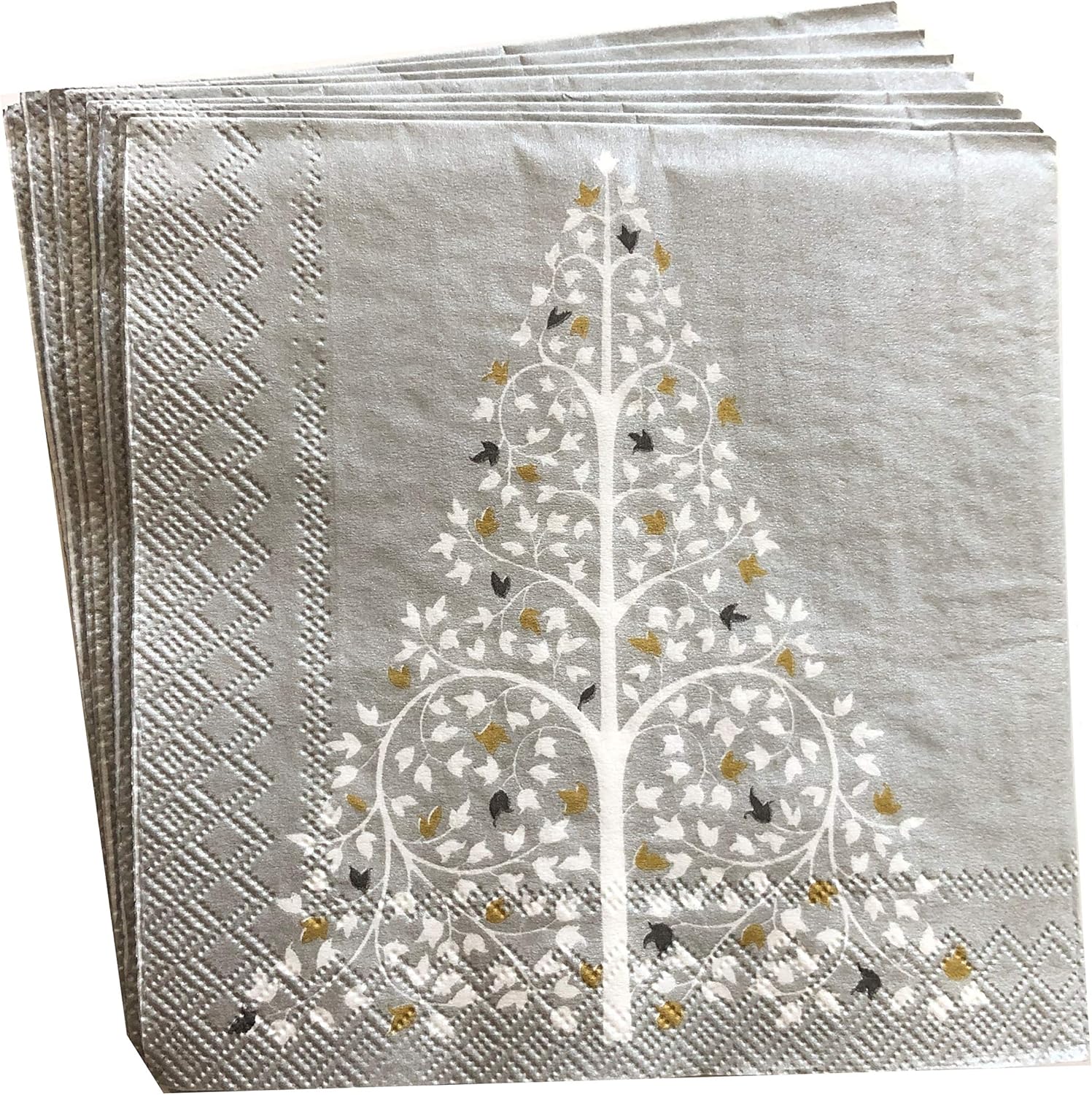 40cts 5x5 Silver napkins Christmas Napkins Decoupage Napkins Decorative