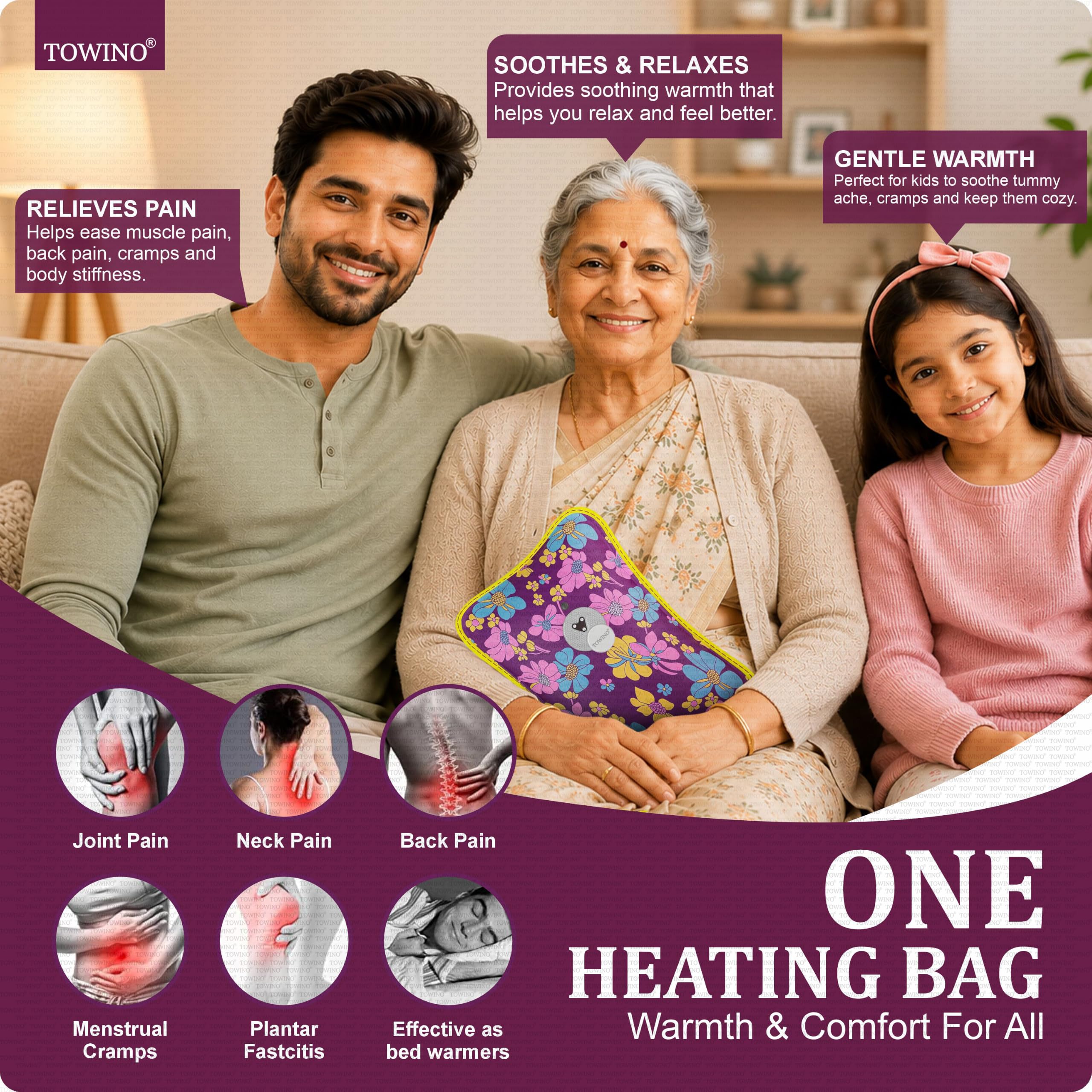 Hot Water Bag For Pain Relief Heating Bag Gel Hot Water Bag Hot Bags For Pain Relief Hot Water Bags Electric Hot Pack Heat Pad Electric For Pain Relief Electric Heating Pad For Back Pain Men & Women With Charging Cord (Multicolour) 2