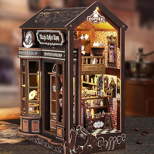 Miniatura 58 de ISSEVE Kit de rincón de libros para bricolaje, rompecabezas de madera 3D, kit de casa en miniatura para decoración de estantería, soporte mágico