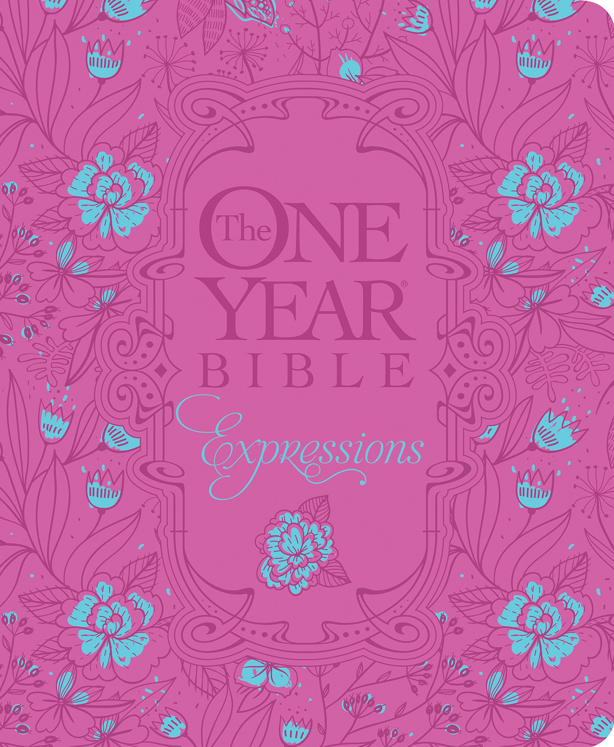 The One Year Bible Expressions NLT, Deluxe (Hardcover, Pink Flowers)
