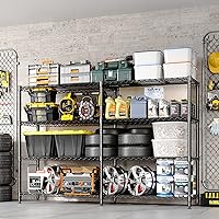 Vista 2 de 4-Tier Metal Shelving Unit, Heavy Duty Storage Shelves Adjustable Garage Shelf, Easy Assembly, for Basement, Kitchen & Pantry Room Organization