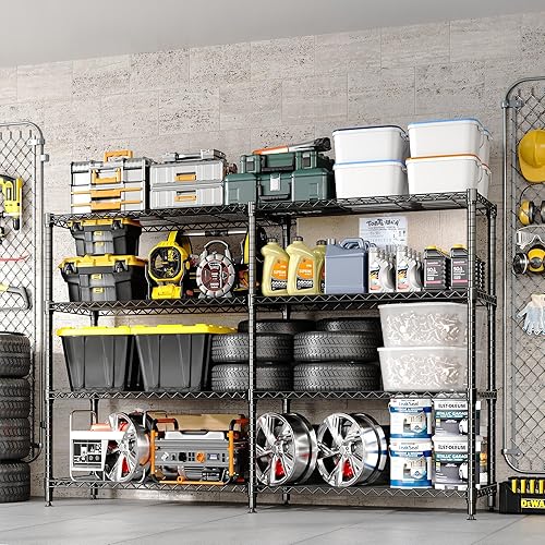 Miniatura 2 de Estantería de metal de 4 niveles, estantes de almacenamiento resistentes, estante de garaje ajustable, fácil montaje, para sótano, cocina y