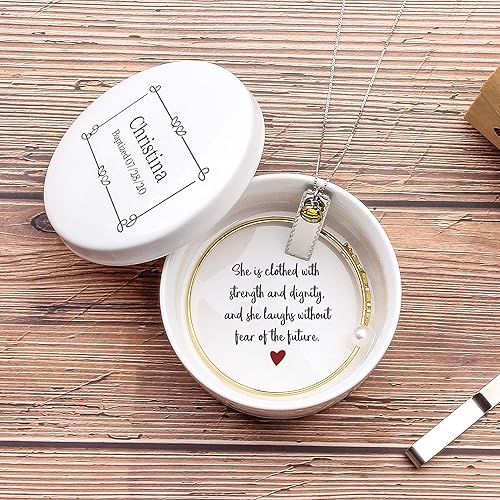 Miniatura 3 de kullder Caja de recuerdo de bautismo personalizada para confirmación de bautizo, primera comunión, caja de joyería personalizada de cerámica para