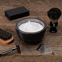 Vista 8 de Beau Brummell El cuenco de jabón de afeitar original de mármol hecho a mano con mármol 100% natural con ranuras interiores para una máxima espuma