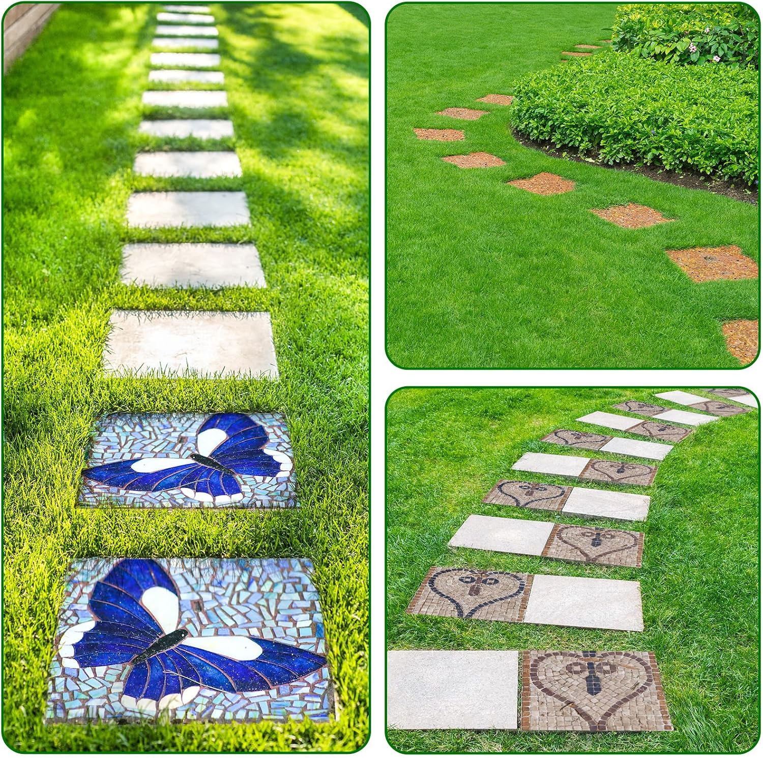 U0U 3 Size Square Stepping Stone Mold,8" 10.2" 12.2" Reusable Concrete Mold for Concrete,Plastic Cement Molds for Casting Garden Pavement and Forms Walkway (Black)