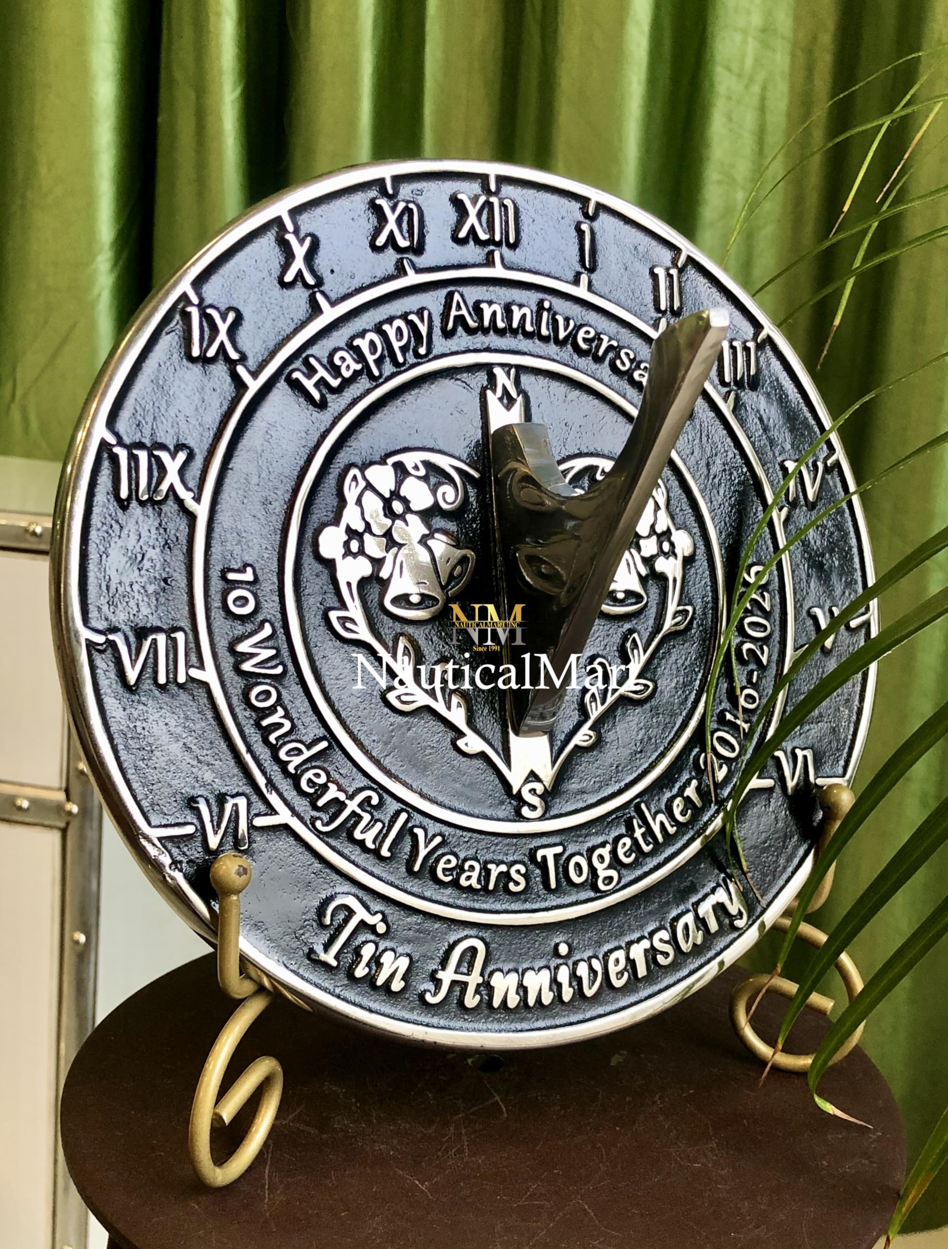 Reloj de sol artesanal de estaño 2026, decoración duradera para jardín