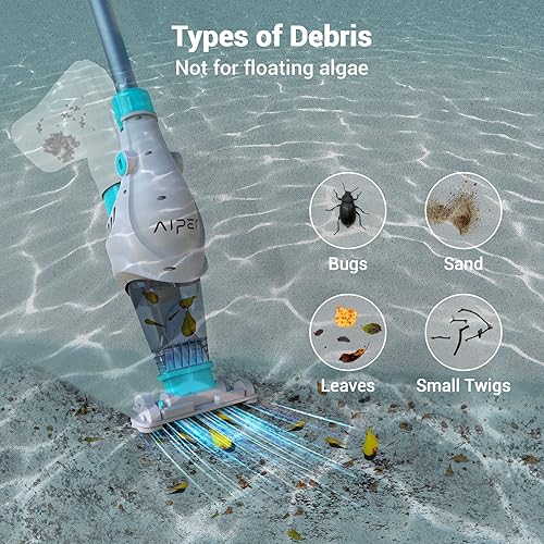 Miniatura 2 de AIPER - Aspiradora inalámbrica para piscina, limpiador de piscina recargable de mano para limpieza profunda, funciona hasta 60 minutos, aspiradora