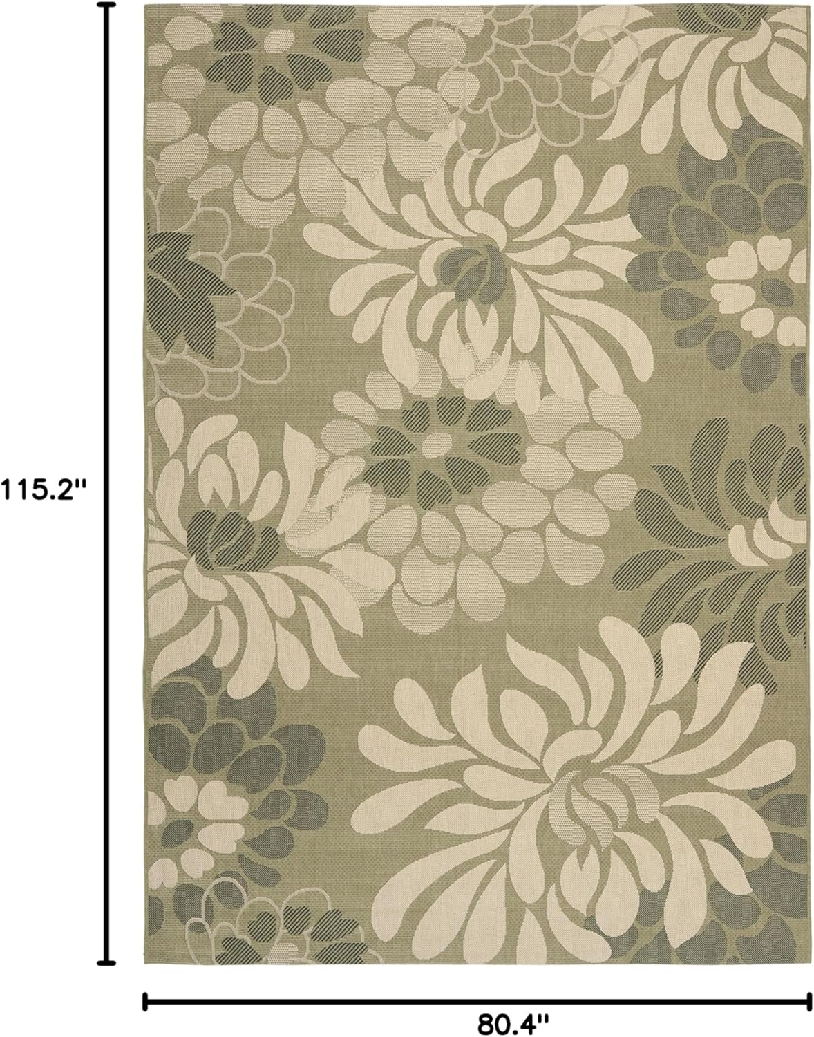 SAFAVIEH Courtyard Collection 6'7" x 9'6" Cream / Green CYS7205 Indoor/ Outdoor Non-Shedding Easy-Cleaning Patio Backyard Porch Deck Mudroom Area-Rug