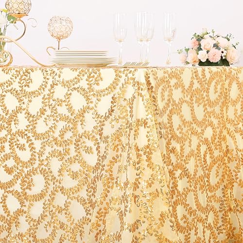 Miniatura 4 de B-COOL Mantel rectangular de lentejuelas doradas con purpurina de 90 x 156 pulgadas, decoración de bodas, baby shower, ceremonia, mesa de