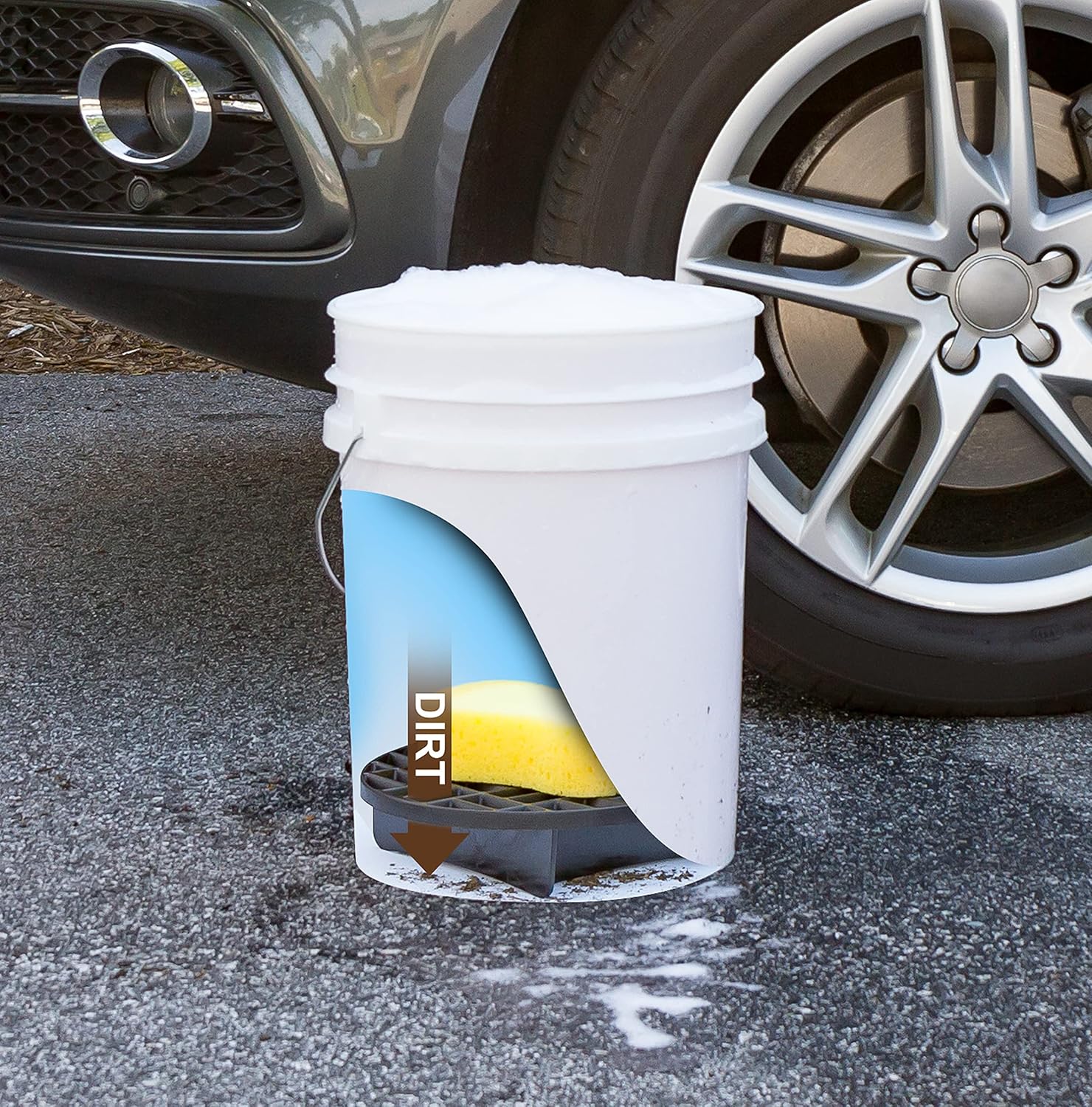 Camco Wash Bucket Insert -Traps Dirt and Debris in Base of Your Wash Bucket | Prevents Streaks and Scratches While Cleaning Your Vehicle - (44715),Black : Automotive
