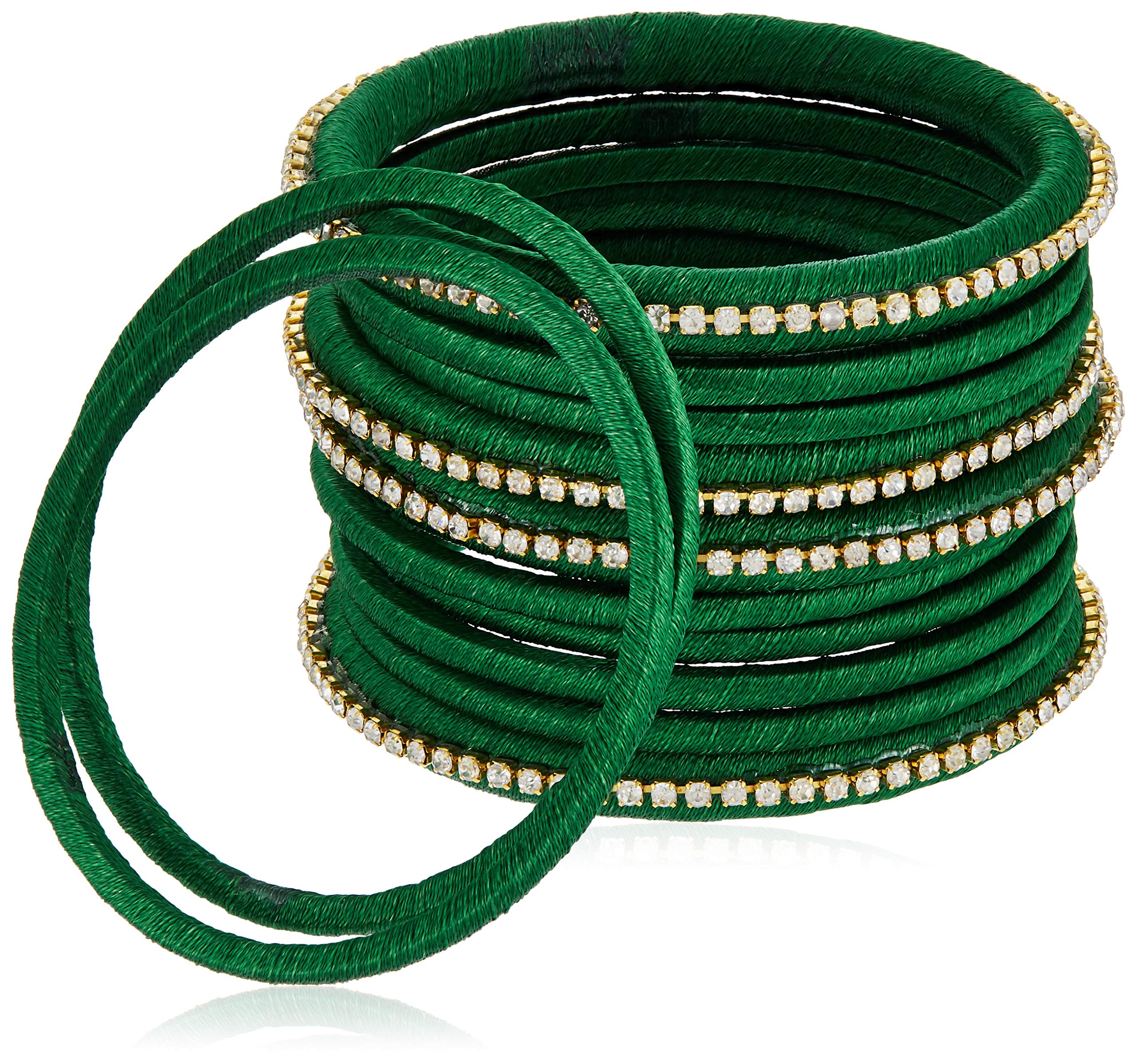 AarikaSilk Thread Stone Studded Bangles Set for Women