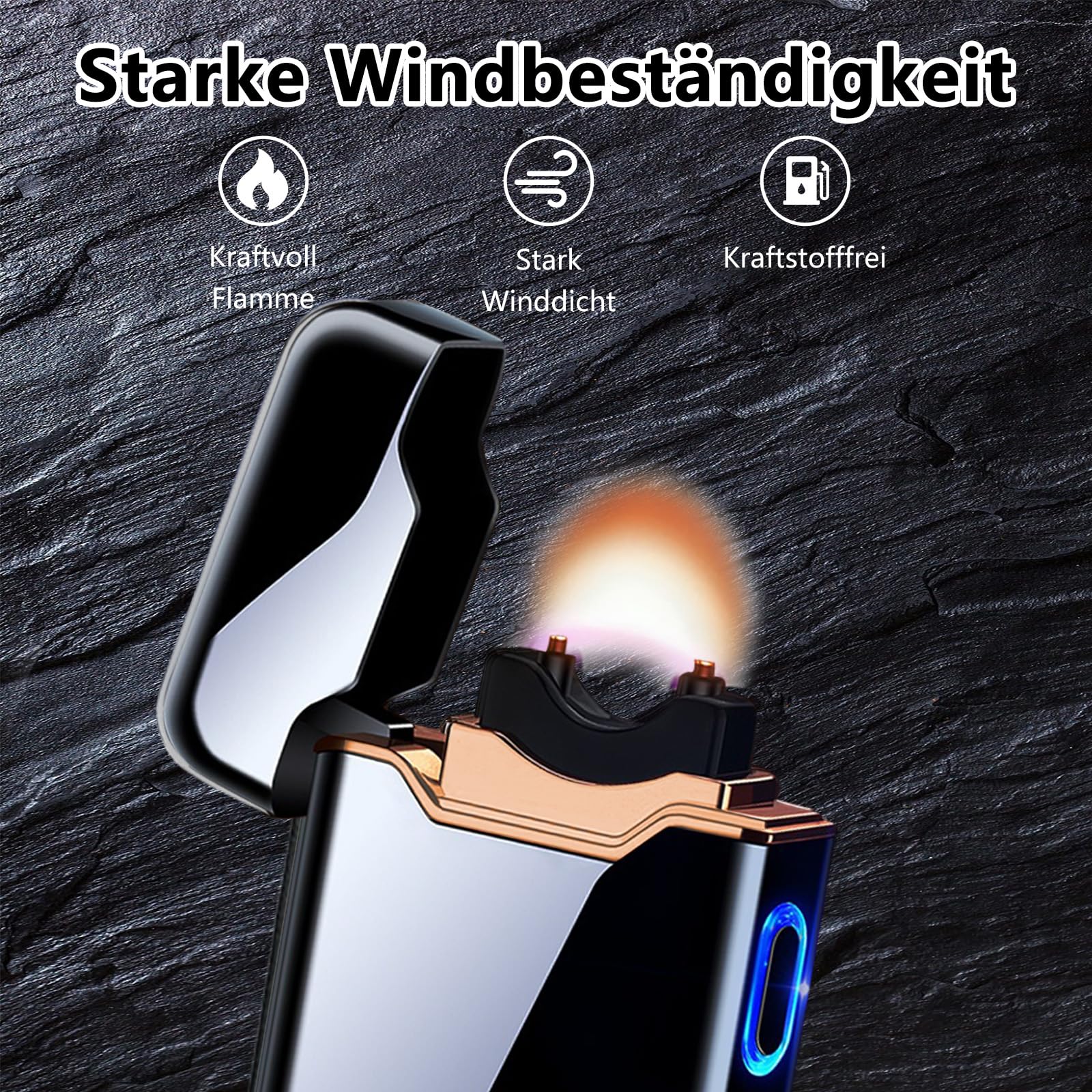 SKRFIRE Briquet plasma coupe-vent rechargeable par USB, corps en métal, flammes puissantes, indicateur de niveau de batterie, briquet électrique pour bâtons d'arômes, cheminée, camping en plein air