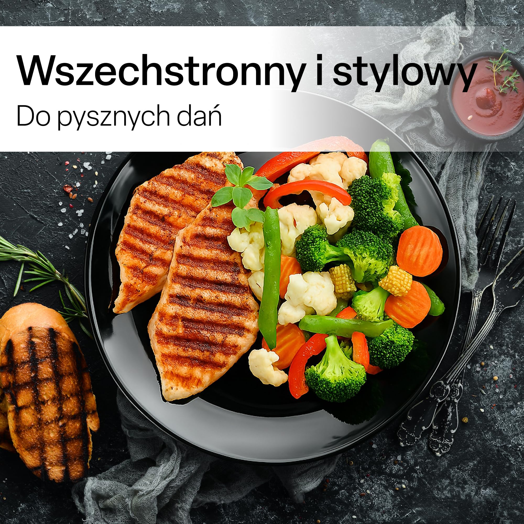 MIAMIO - Ceramiczna zastawa 12-częściowa dla 6 osób - Palmanova (Czarny) | Zastawa z 6 dużymi i 6 małymi ceramicznymi talerzami dla 6 osób - można myć w zmywarce